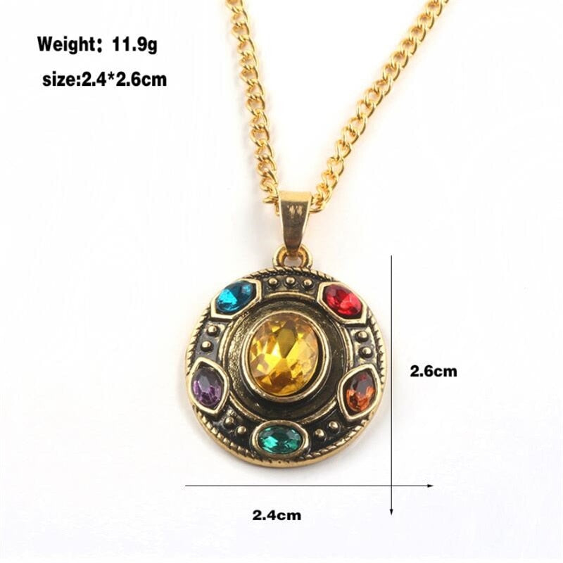 Avengers Endgame Thanos Infinity Stones Necklace Metal Pendant Chain Cosplay Prop