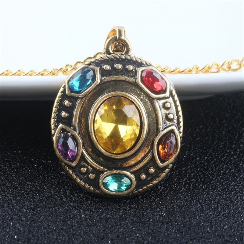 Avengers Endgame Thanos Infinity Stones Necklace Metal Pendant Chain Cosplay Prop