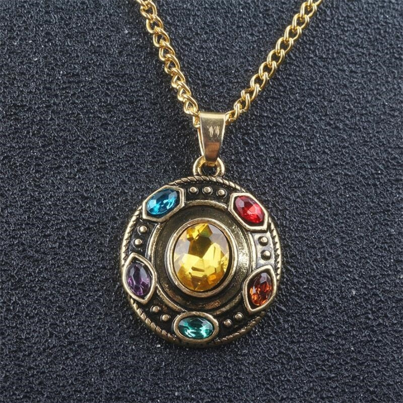Avengers Endgame Thanos Infinity Stones Necklace Metal Pendant Chain Cosplay Prop