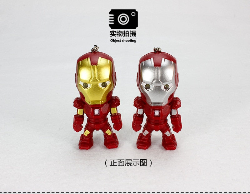 Marvel The Avengers Iron Man LED Flashlight Action Figures Toys With Sound Keychain Bags Accessories Gifts
