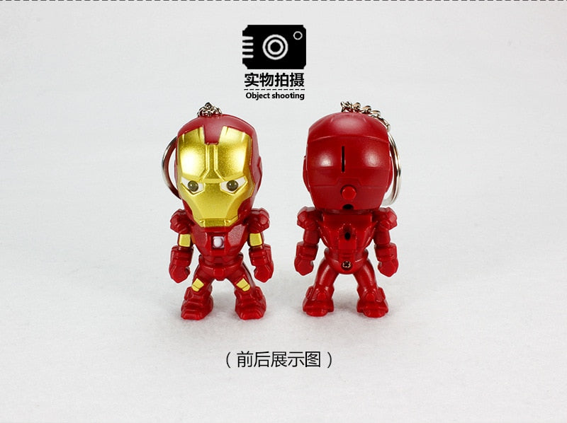 Marvel The Avengers Iron Man LED Flashlight Action Figures Toys With Sound Keychain Bags Accessories Gifts