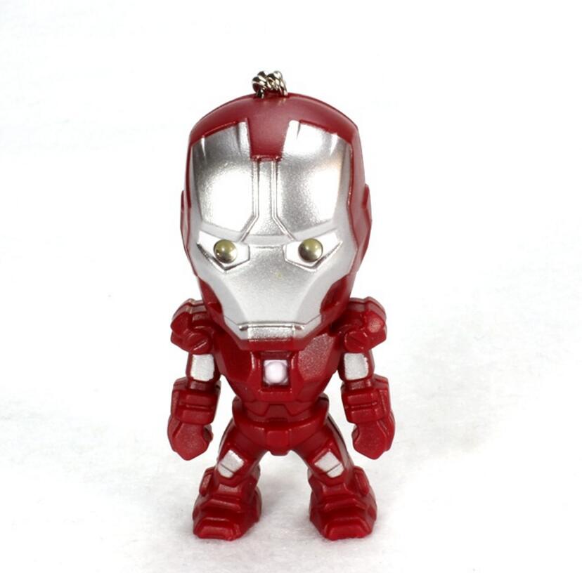 Marvel The Avengers Iron Man LED Flashlight Action Figures Toys With Sound Keychain Bags Accessories Gifts