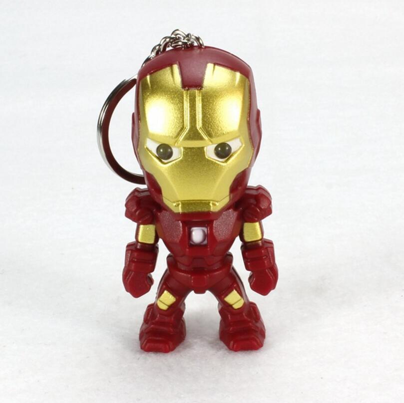 Marvel The Avengers Iron Man LED Flashlight Action Figures Toys With Sound Keychain Bags Accessories Gifts