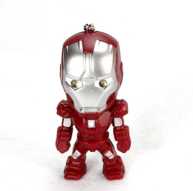 Marvel The Avengers Iron Man LED Flashlight Action Figures Toys With Sound Keychain Bags Accessories Gifts
