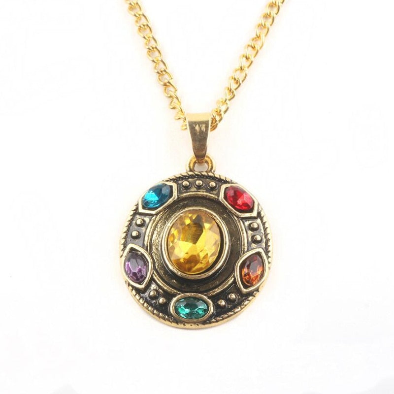 Avengers Endgame Thanos Infinity Stones Necklace Metal Pendant Chain Cosplay Prop