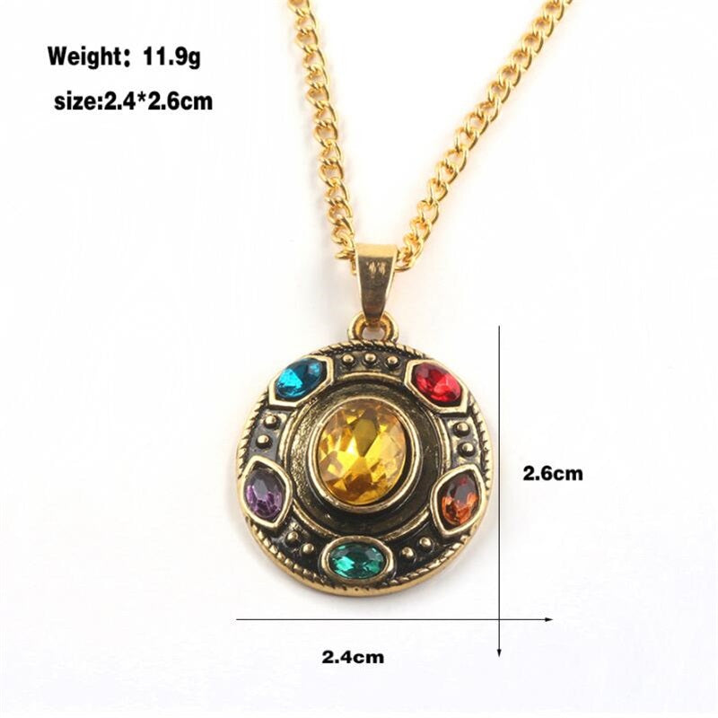 Avengers Endgame Thanos Infinity Stones Necklace Metal Pendant Chain Cosplay Prop