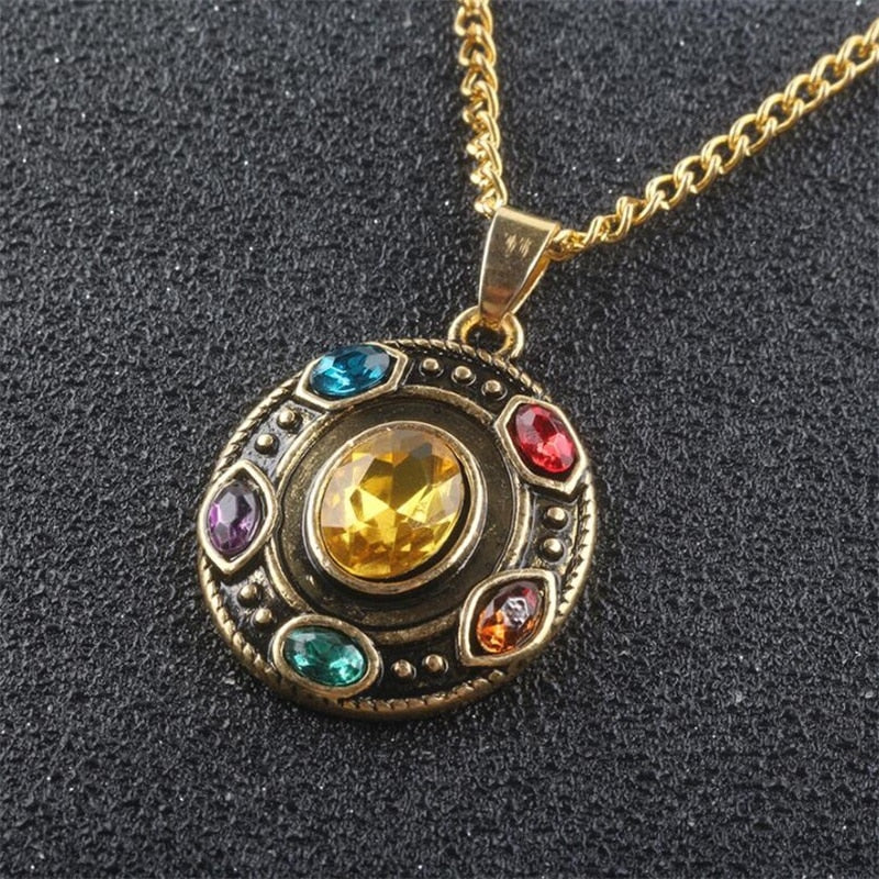 Avengers Endgame Thanos Infinity Stones Necklace Metal Pendant Chain Cosplay Prop